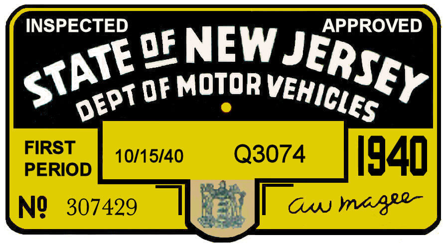 (image for) 1940 1st Period New Jersey Inspection Sticker